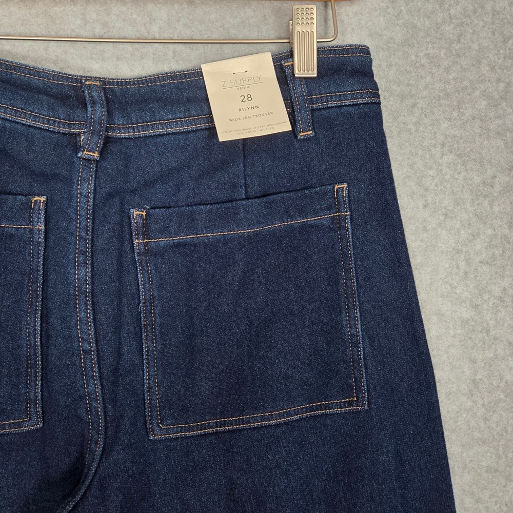 Z Supply NEW Women 28 Rilynn Wide Leg Trouser Jeans Dark Wash Soft Comfy
